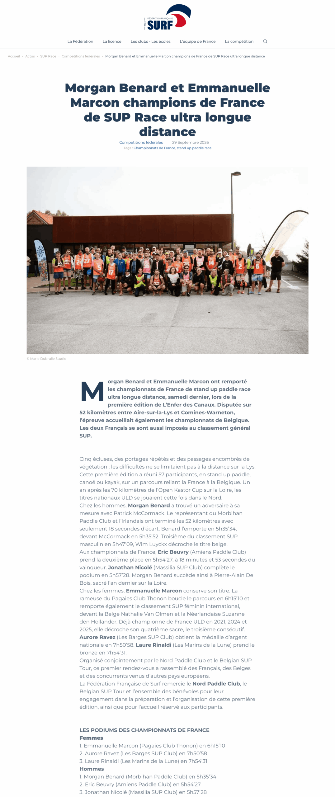 Championnat de France SUP Race ultra longue distance 2026