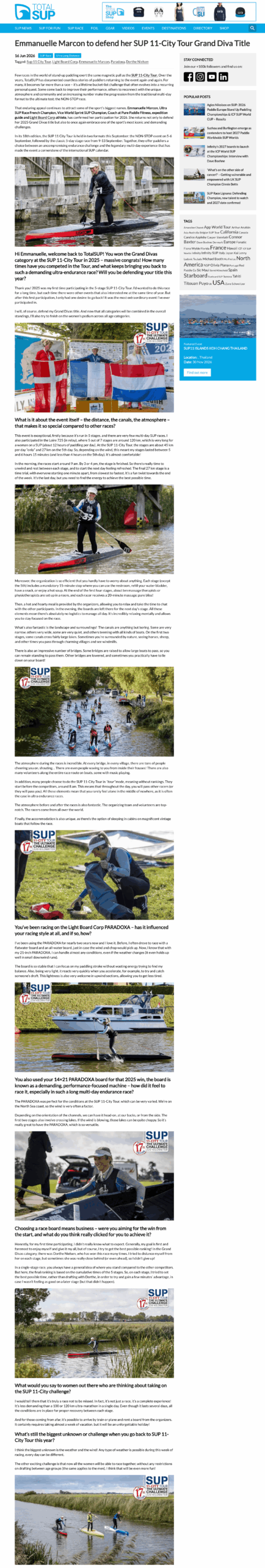 Emmanuelle Marcon et le SUP 11-City Tour