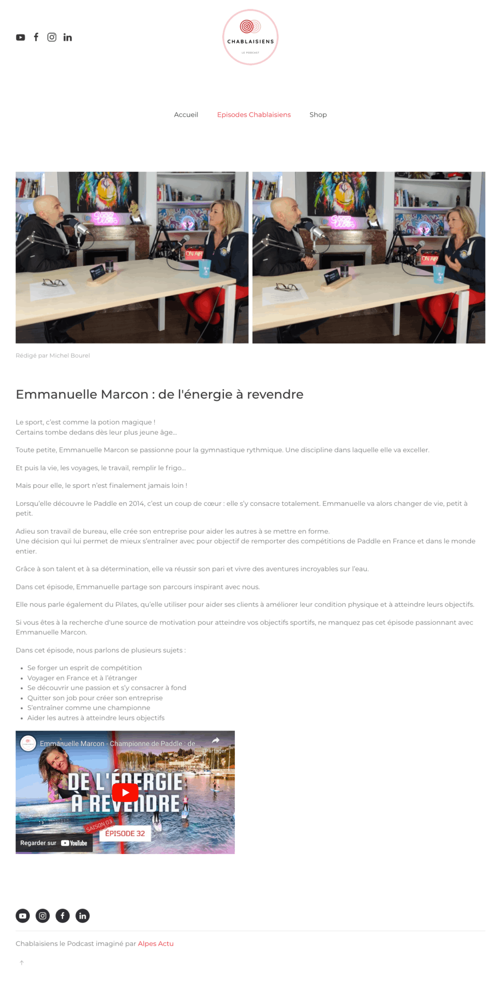 Interview d'Emmanuelle Marcon dans Chablaisiens