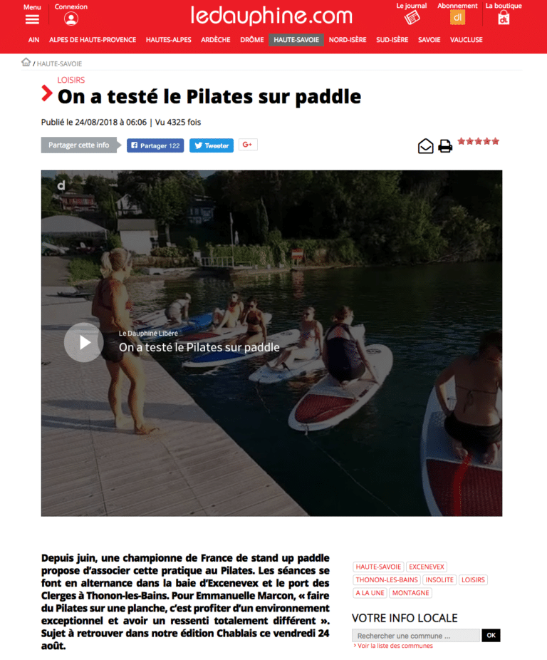 Article du Dauphiné Libéré sur le Pilates avec Emma